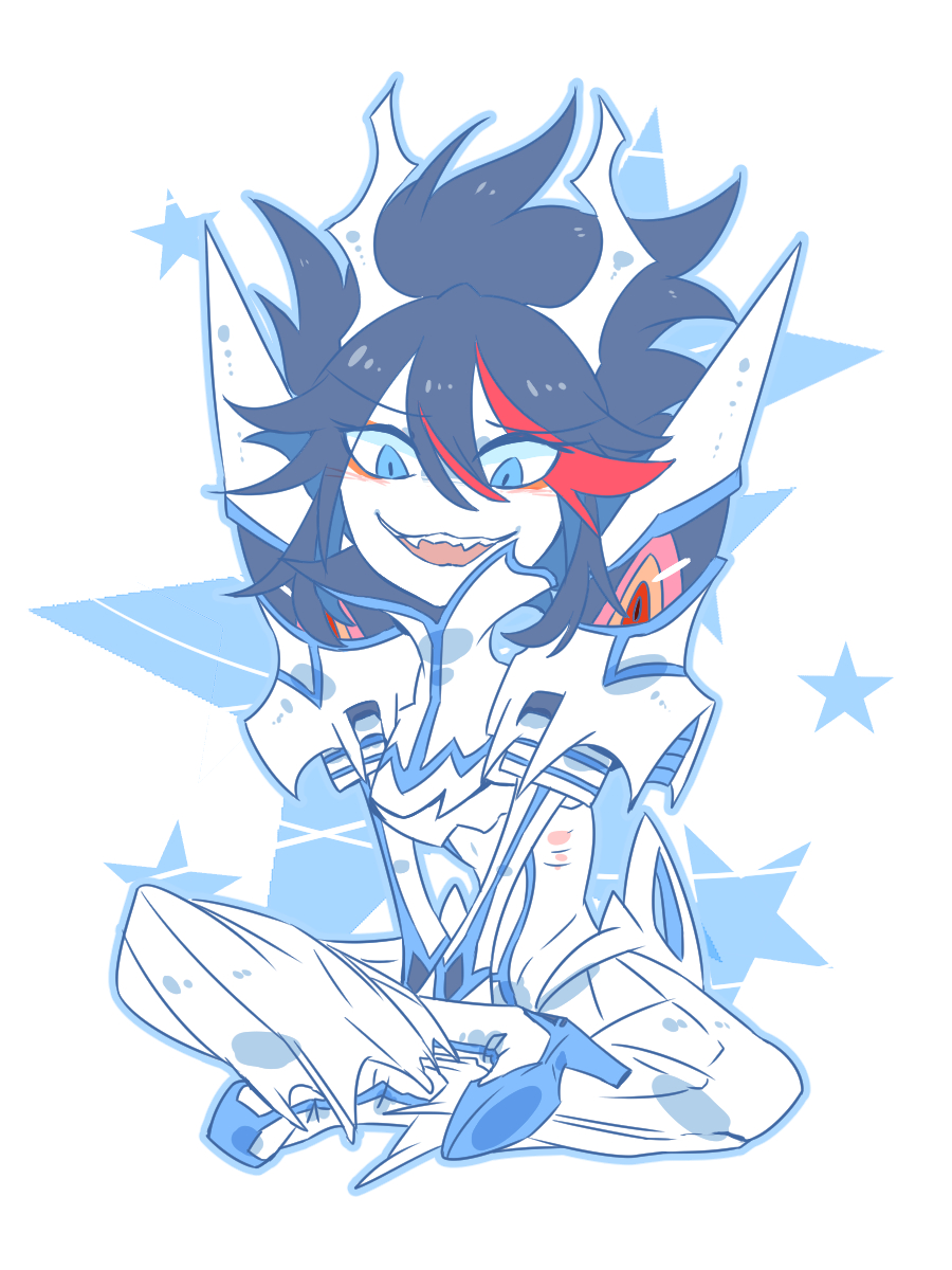 1girl, black_hair, blue_eyes, chibi, highres, junketsu, kill_la_kill, matoi_ryuuko