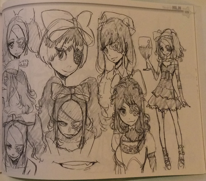 1girl, bow, champagne_glass, concept_art, evil_smile, hair_bow, harime_nui, kill_la_kill