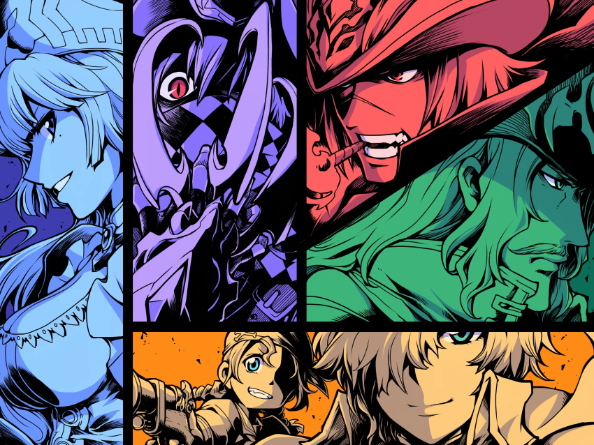 3boys, 3girls, anne_&amp;_mary_(p&amp;d), aqua_eyes, awilda_(p&amp;d), bartholomew_(p&amp;d), blackbeard_(p&amp;d), blue_eyes