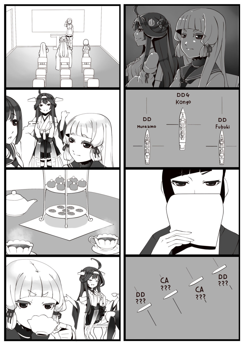 4girls, bangs, blunt_bangs, comic, english, female_admiral_(kantai_collection), fubuki_(destroyer), fubuki_(kantai_collection)
