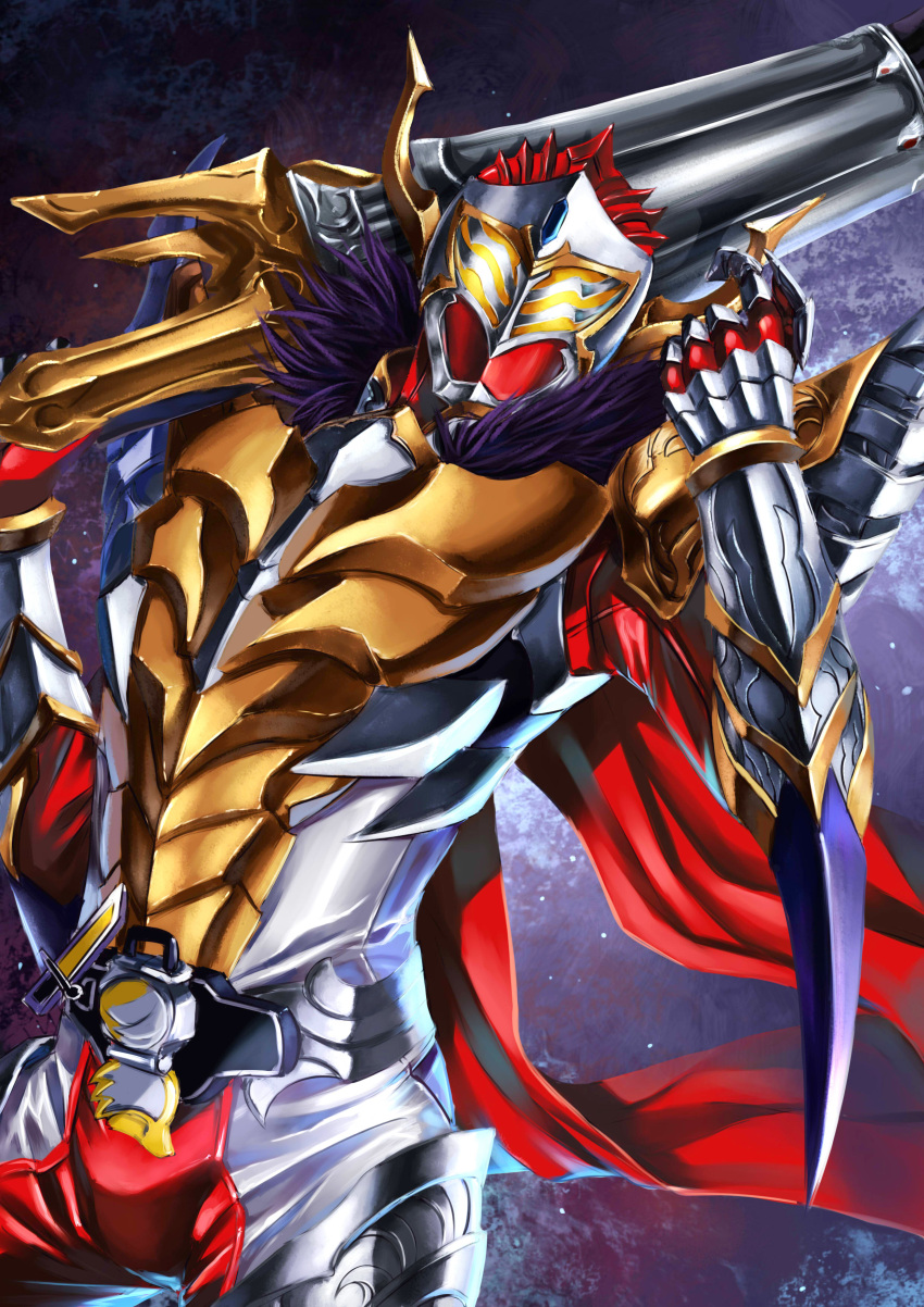 1boy, absurdres, adapted_costume, armor, belt, cape, fur_trim, highres