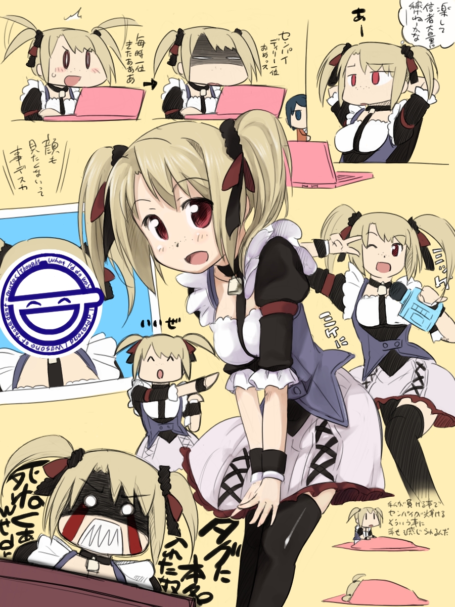 bell, bell_collar, bleeding, blonde_hair, blood, bloody_tears, bow, censored