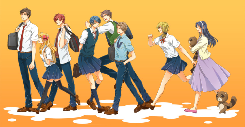 4boys, 4girls, bag, gekkan_shoujo_nozaki-kun, hori_masayuki, kashima_yuu, mikoshiba_mikoto, miyako_yukari