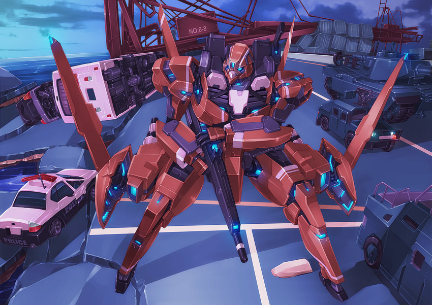 aldnoah.zero, car, g.haruka, gun, kg-6_sleipnir, mecha, military, military_vehicle