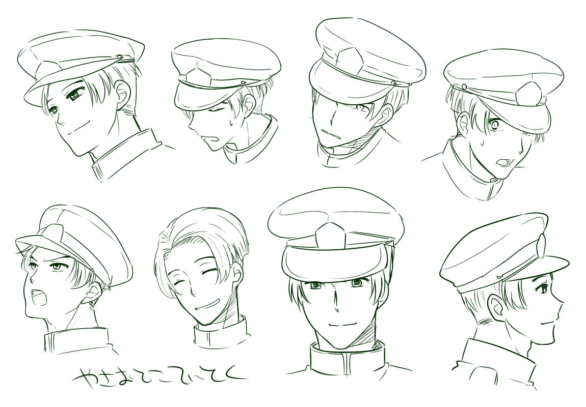 1boy, admiral_(kantai_collection), character_sheet, collar, comic, expressions, kantai_collection, looking_at_viewer