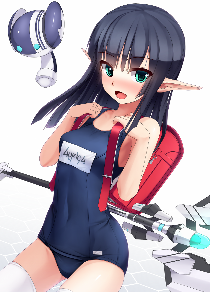 1girl, backpack, bag, blush, breasts, eto, green_eyes, highres