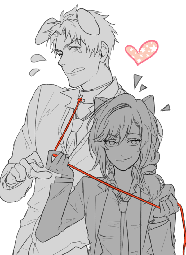 1boy, 1girl, animal_ears, cat_ears, collar, dog_ears, gekkan_shoujo_nozaki-kun, heart