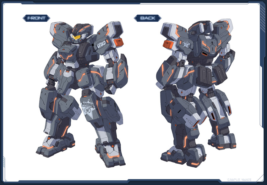 concept_art, dista_series, phantasy_star, phantasy_star_online_2, robot, simple_background, solo, standing, turnaround