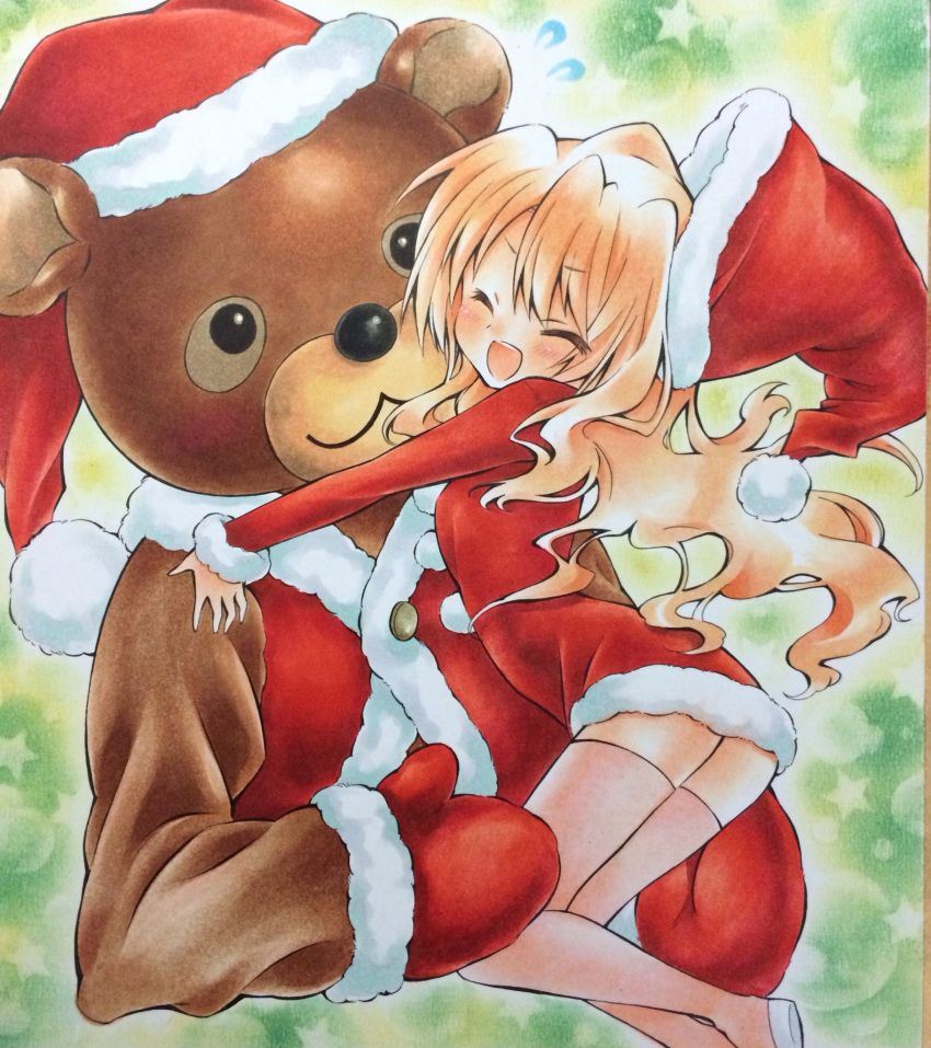 1girl, aisaka_taiga, animal_costume, bear_costume, brown_hair, closed_eyes, hat, highres