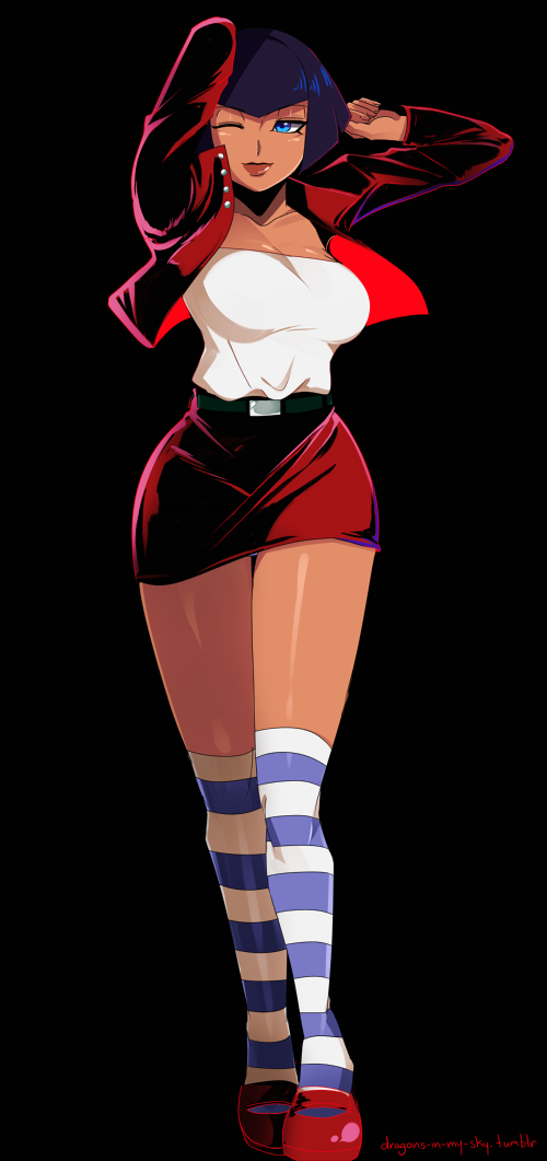 1girl, ;), alternate_costume, black_hair, blue_eyes, bob_cut, breasts, casual
