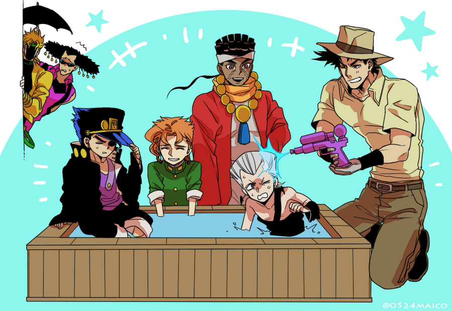 age_regression, alessi, dio_brando, hat, jean_pierre_polnareff, jojo_no_kimyou_na_bouken, joseph_joestar, kakyouin_noriaki