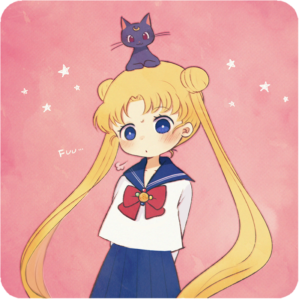 1girl, animal_on_head, arms_behind_back, ayu_(mog), bishoujo_senshi_sailor_moon, bishoujo_senshi_sailor_moon_crystal, blonde_hair, blue_eyes