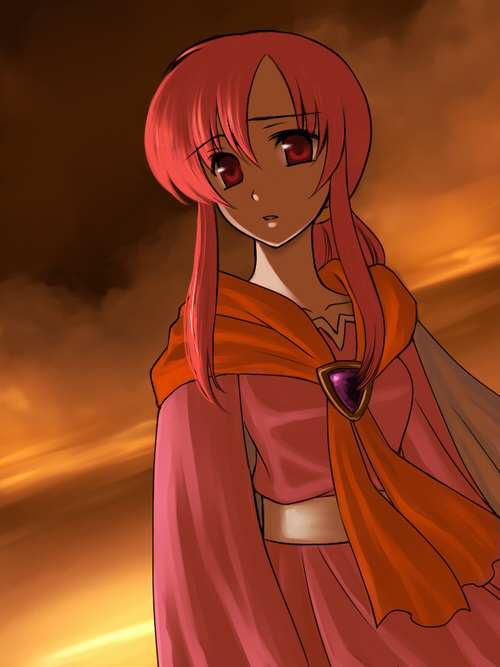 cape, dress, ethlin, ethlin_(fire_emblem), fire_emblem, fire_emblem:_seisen_no_keifu, fire_emblem_genealogy_of_the_holy_war, pink_hair