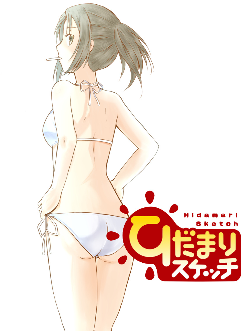 1girl, ass, bikini, dan_ball, from_behind, hidamari_sketch, highres, landlady_(hidamari_sketch)