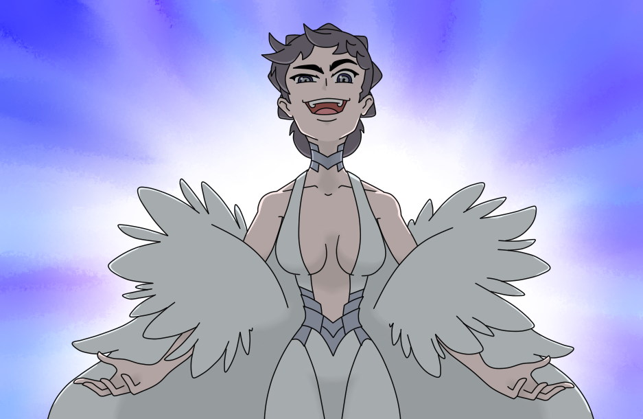 1girl, breasts, carnet_(pokemon), center_opening, cosplay, crossover, feather_boa, kill_la_kill