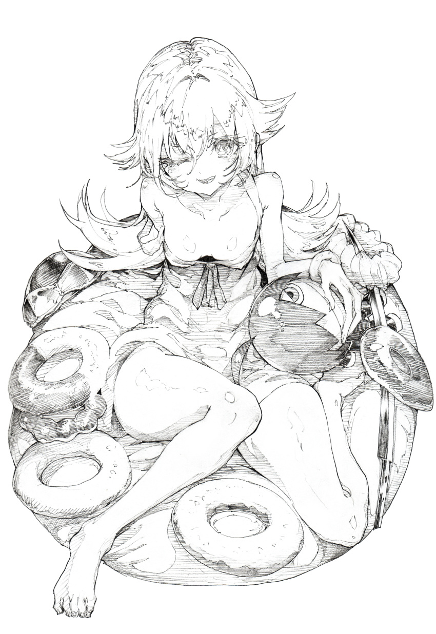 1girl, absurdres, araragi_koyomi, bakemonogatari, bare_legs, bare_shoulders, barefoot, character_doll