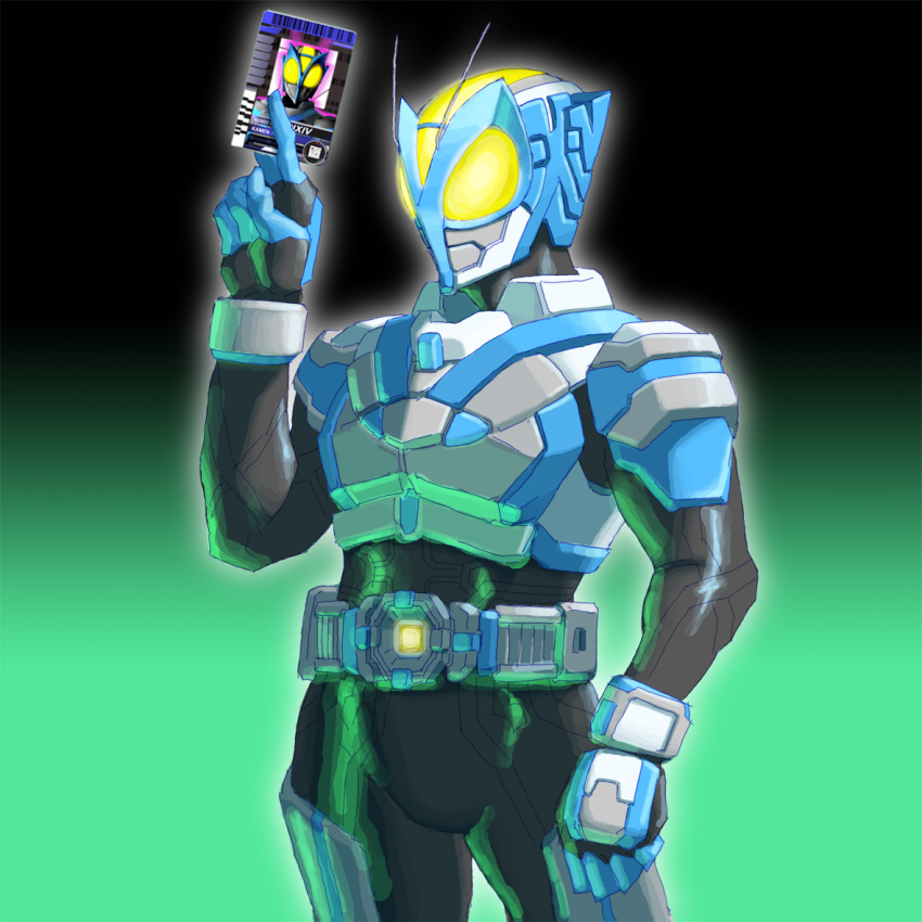 antenna, belt, card, chaki-dx, holding, holding_card, kamen_rider, kamen_rider_pixiv, original