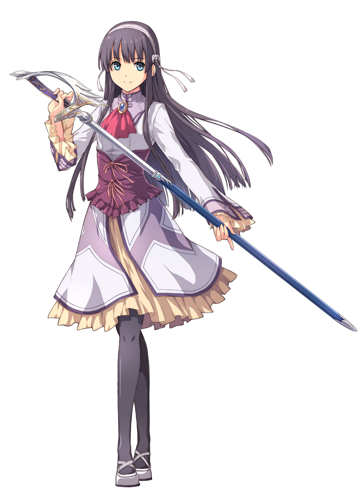 1girl, black_hair, black_legwear, corset, cravat, eiyuu_densetsu, elise_schwartzer, enami_katsumi