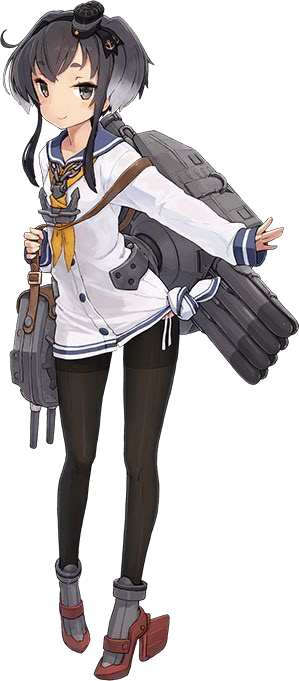 1girl, anchor, black_eyes, black_legwear, gradient_hair, grey_hair, hairband, headgear