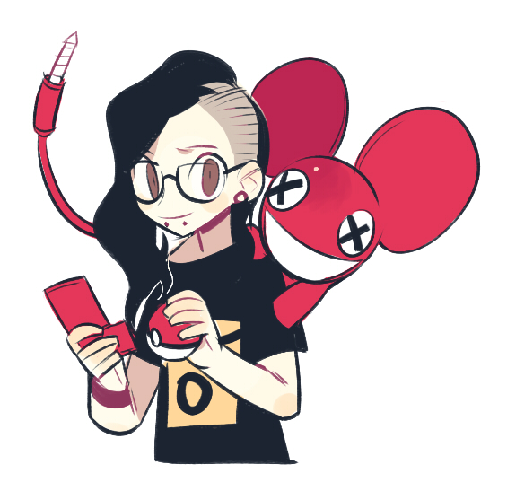audio_jack, black_hair, brown_eyes, deadmau5, earrings, gauge, glasses, jewelry