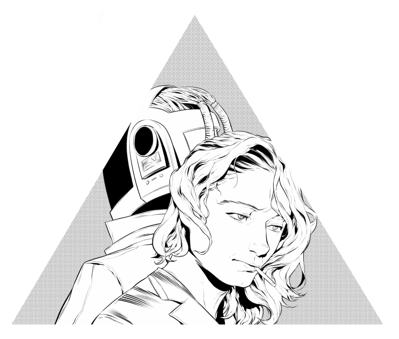 1boy, cable, cigarette, daft_punk, greyscale, guy_manuel_de_homemchristo, jotman, lips, male, monochrome, simple_background, white_background