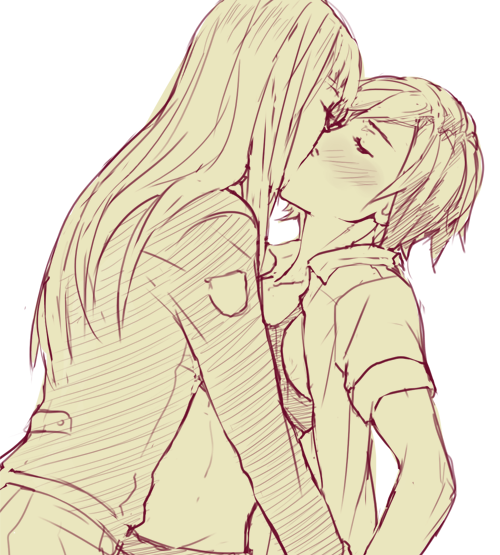 2girls, blush, bra, closed_eyes, french_kiss, jess_(jelee), kazama_asuka, kiss