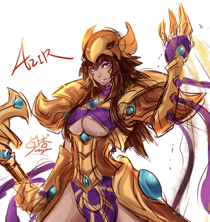 1girl, armor, azir, breasts, brown_eyes, brown_hair, claws, dark_skin