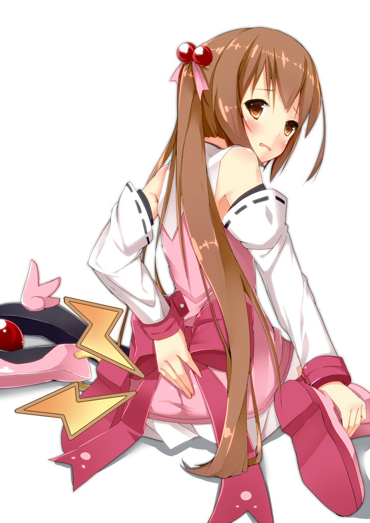 1girl, brown_eyes, brown_hair, hand_on_ass, long_hair, looking_at_viewer, magical_girl, nijino_yurika