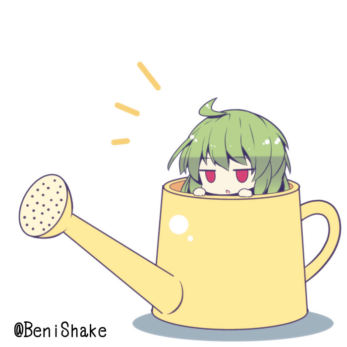 1girl, ahoge, beni_shake, bottle, green_hair, kazami_yuuka, red_eyes, solo