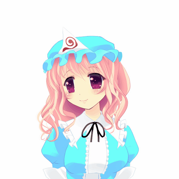 1girl, animated, animated_gif, blush, bouncing_breasts, breasts, emofuri, hat