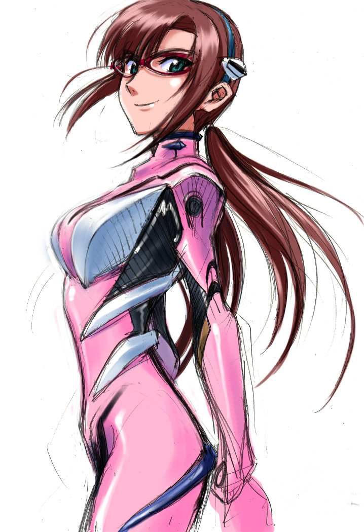 brown_hair, evangelion:_2.0_you_can_(not)_advance, glasses, green_eyes, hairband, makinami_mari_illustrious, neon_genesis_evangelion, piitan_aratame