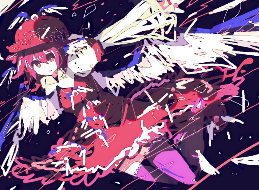 1girl, bird_ear, bird_wings, hat, hat_feather, hazuki_shino, mystia_lorelei, pink_eyes