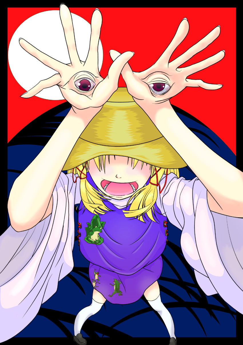 blonde_hair, dress, hairband, hat, highres, littlemy-timtam, long_sleeves, moriya_suwako