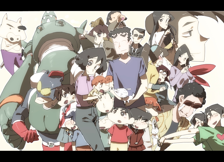 annotated, bad_id, black_hair, crayon_shin-chan, dog, family, hoshino_gyo, midori_yoshinaga