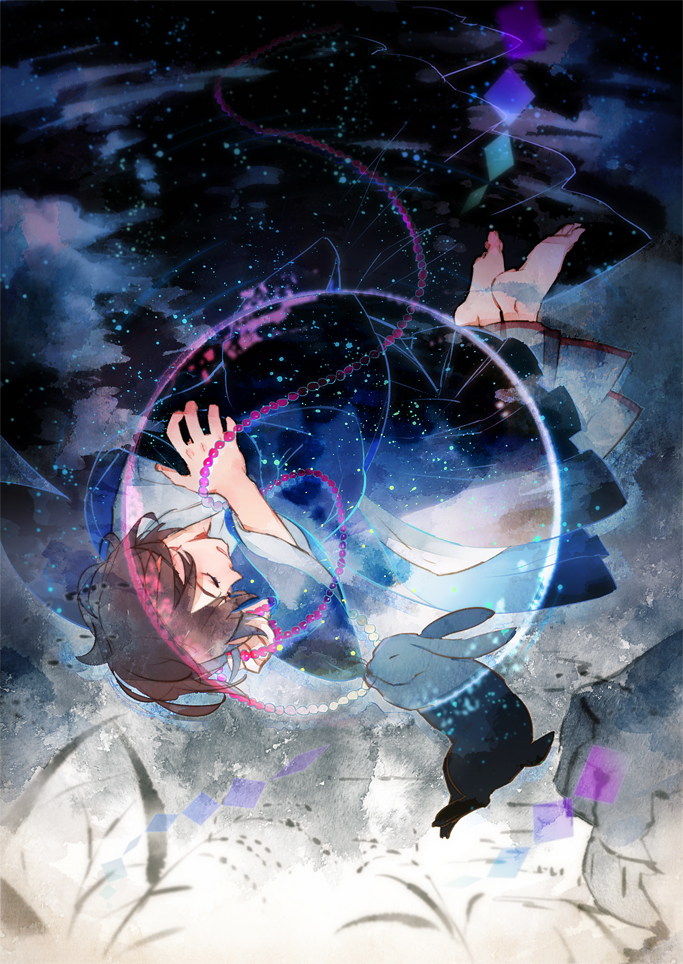 1boy, 21grams, beads, brown_hair, closed_eyes, japanese_clothes, kyousougiga, lady_koto