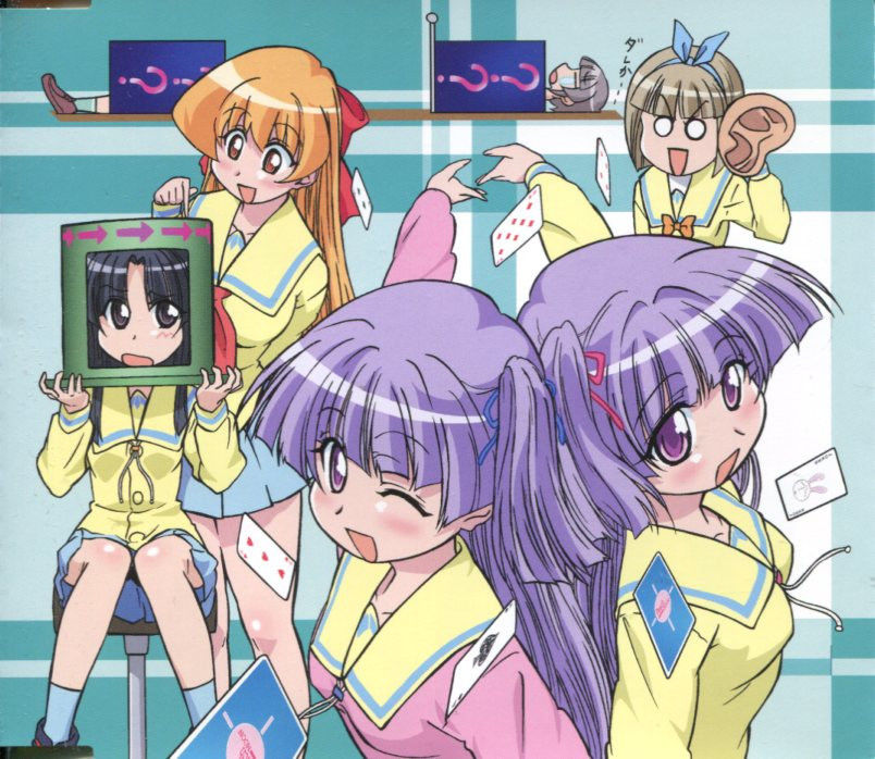 6+girls, :d, ;d, ?, akiyama_otome, annoyed, ascot, back-to-back