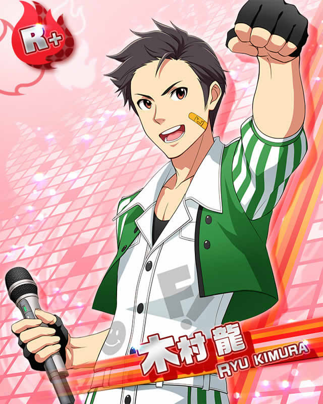 bandage, black_hair, character_name, fingerless_gloves, gloves, idolmaster, idolmaster_side-m, kimura_ryu