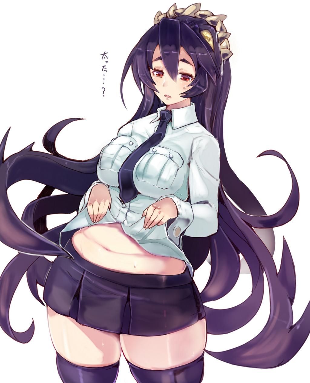 1girl, black_hair, black_legwear, breasts, extra_mouth, filia_(skullgirls), highres, large_breasts