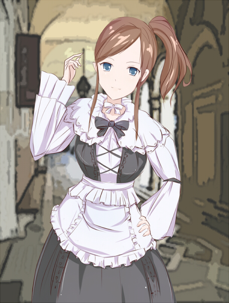 blue_eyes, bow_tie, long_hair, maid, purslane, ramona_linton, redhead, senjou_no_valkyria, side_ponytail