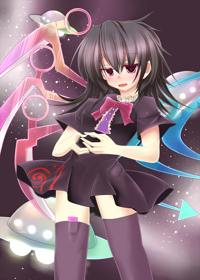 blush, houjuu_nue, kanchikinps, red_eyes, short_hair, solo, thigh-highs, thighhighs