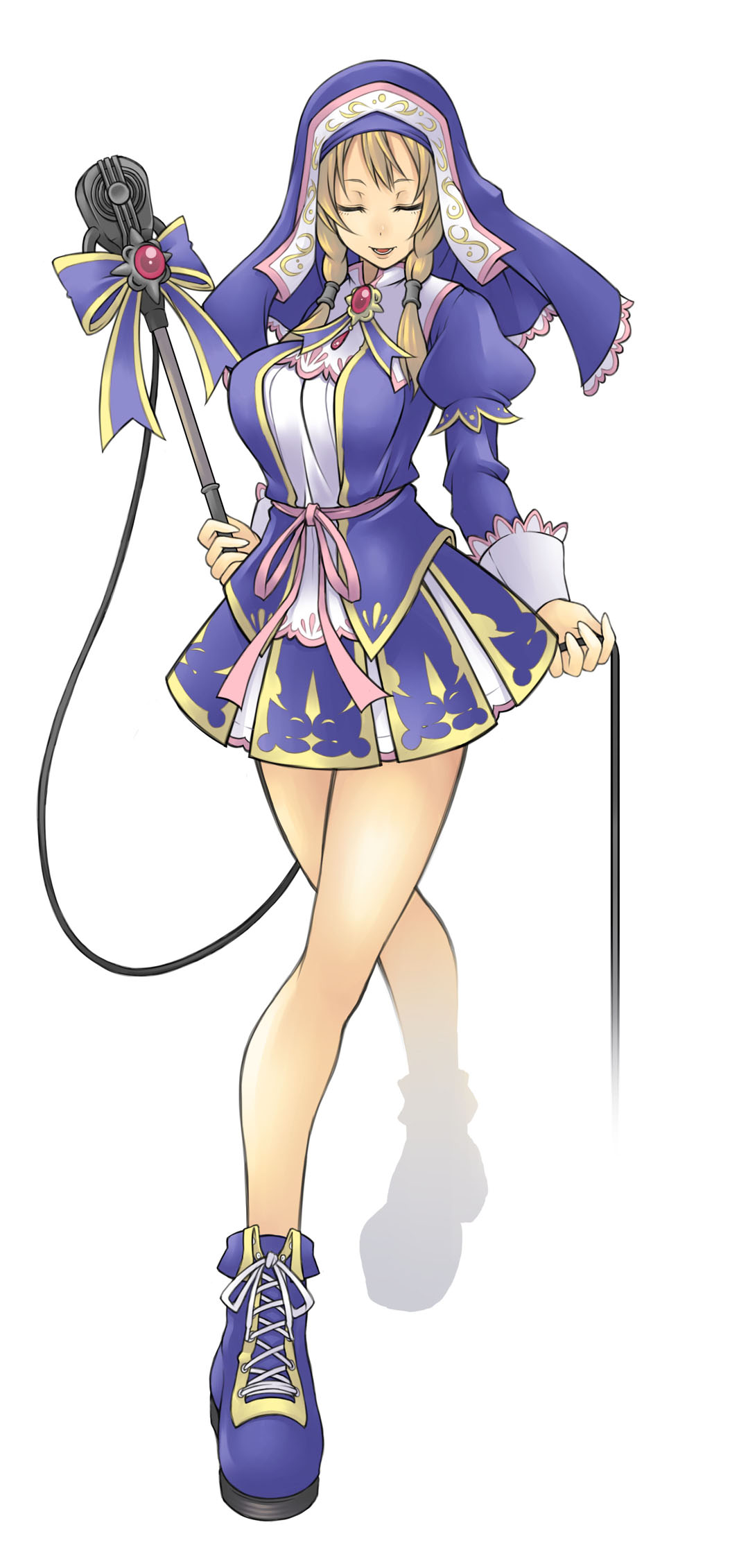 1girl, blonde_hair, braid, clarice_(idolmaster), closed_eyes, full_body, hair_tubes, highres