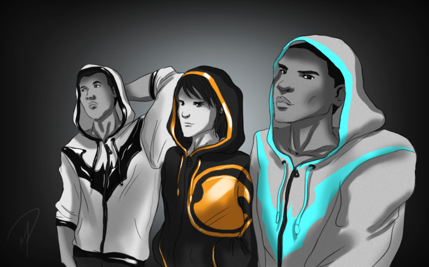 3boys, batman_(series), batwing, bilal_asselah, dc_comics, hood, hoodie, jadenwithwings, lucas_fox, male, marelia, nightrunner, red_robin, sweatshirt, tim_drake, trio