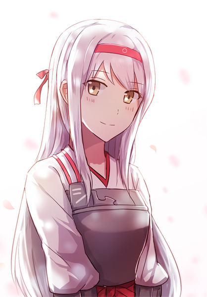 1girl, armor, brown_eyes, hairband, japanese_clothes, kantai_collection, looking_at_viewer, muneate