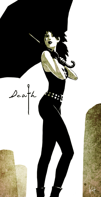1girl, ankh, black_hair, camisole, character_name, dc_comics, death, death_(entity)