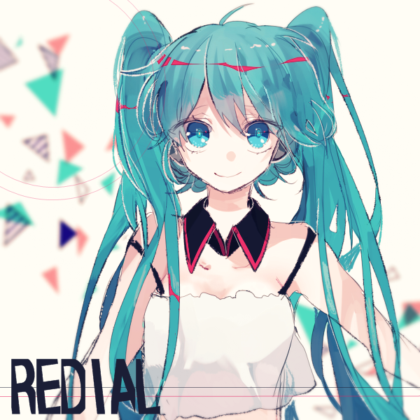 1girl, aqua_eyes, aqua_hair, camisole, collar, copyright_name, hatsune_miku, long_hair
