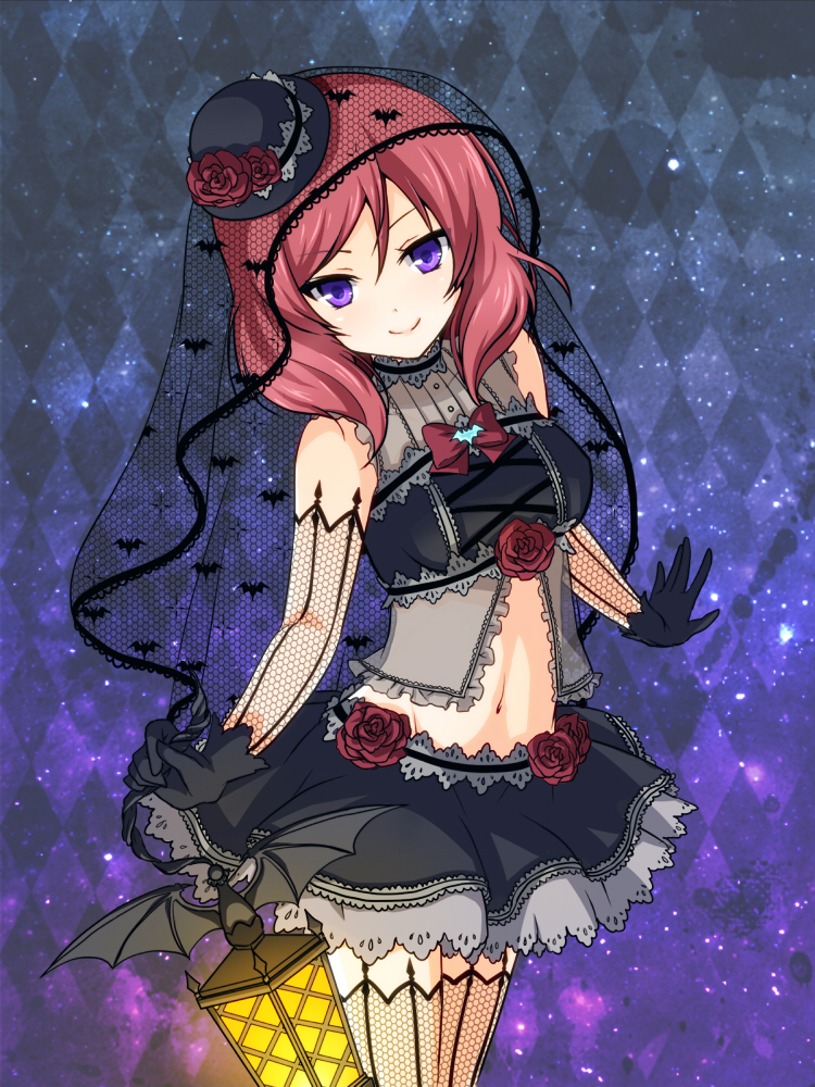 1girl, argyle, argyle_legwear, bat_print, black_gloves, fishnet_gloves, fishnet_legwear, fishnets