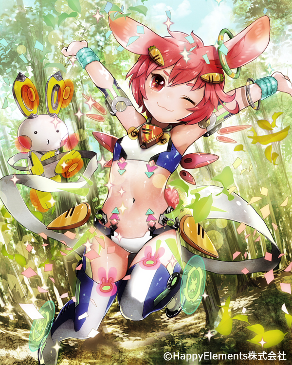 1girl, ;3, animal_ears, bamboo, bamboo_forest, carrot, forest, hair_ornament