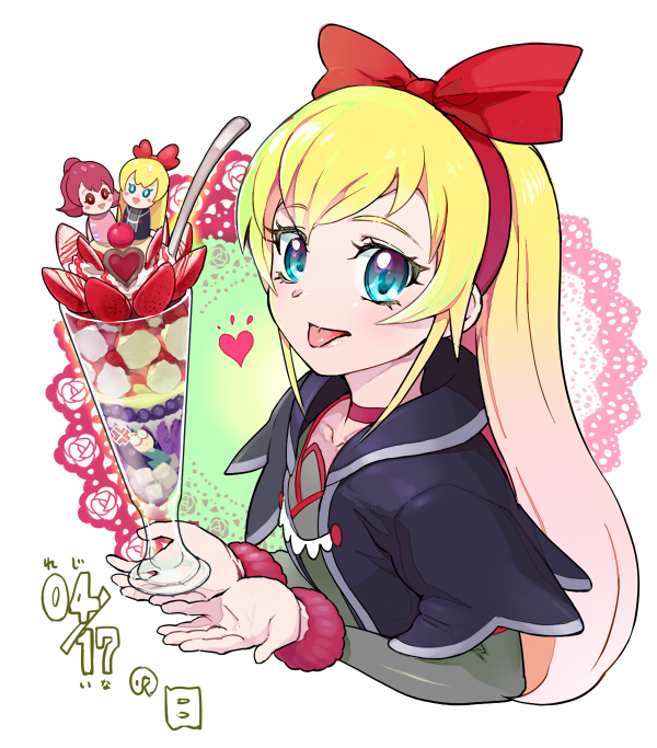1girl, :p, aida_mana, anger_vein, black_jacket, blonde_hair, blue_eyes, blush