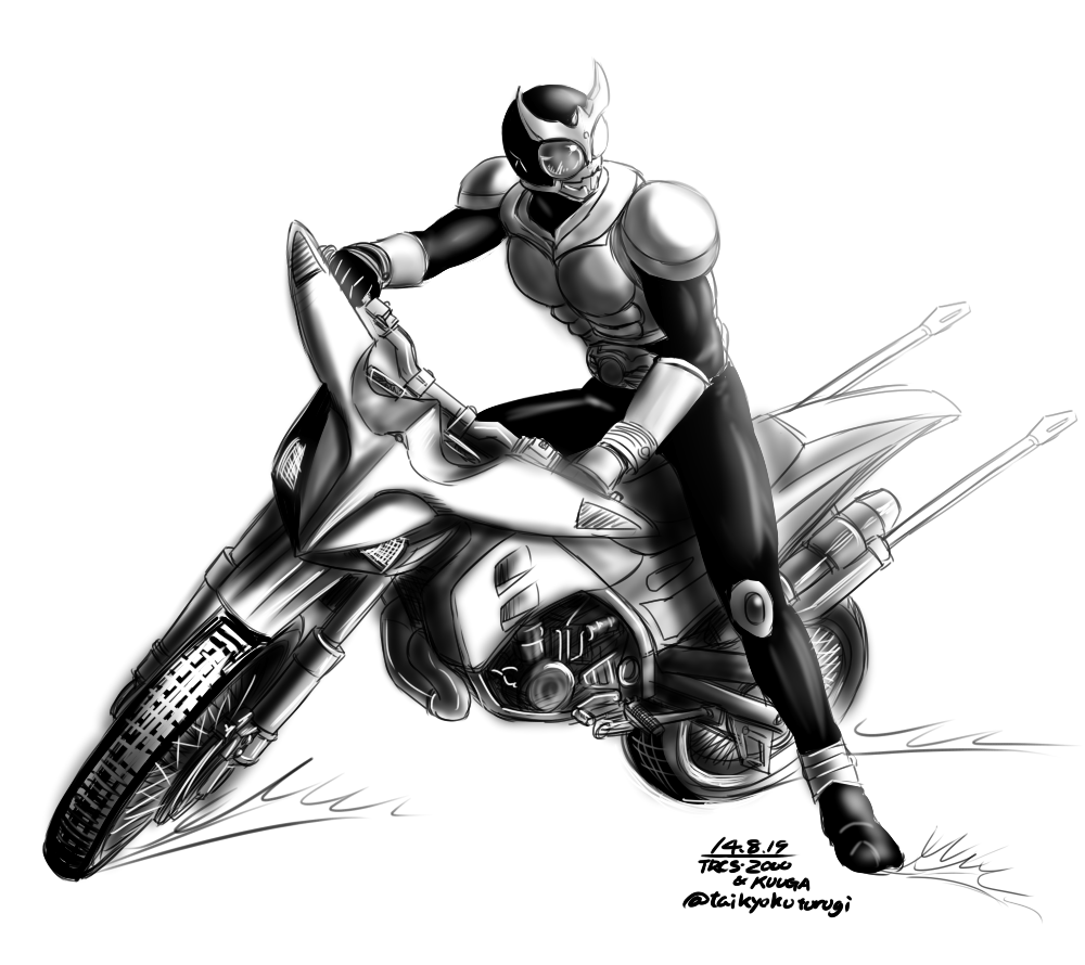 1boy, greyscale, helmet, kamen_rider, kamen_rider_kuuga, kamen_rider_kuuga_(series), male, monochrome