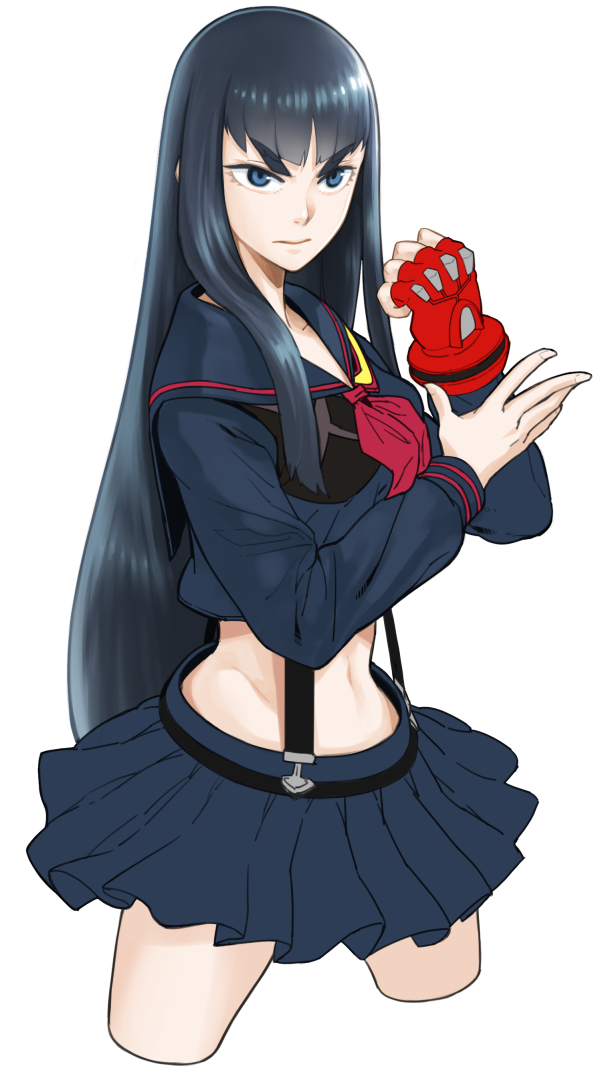 black_hair, blue_eyes, kill_la_kill, kiryuuin_satsuki, long_hair, masn_(moxi), midriff, navel